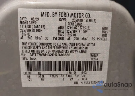 2024 Ford Maverick Xlt from USA, damaged, VIN 3FTTW8H32RRB36586